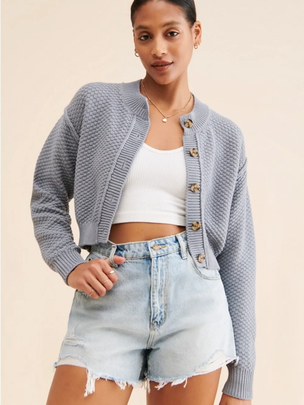 Free People Lila Knit Cardigan - Grey